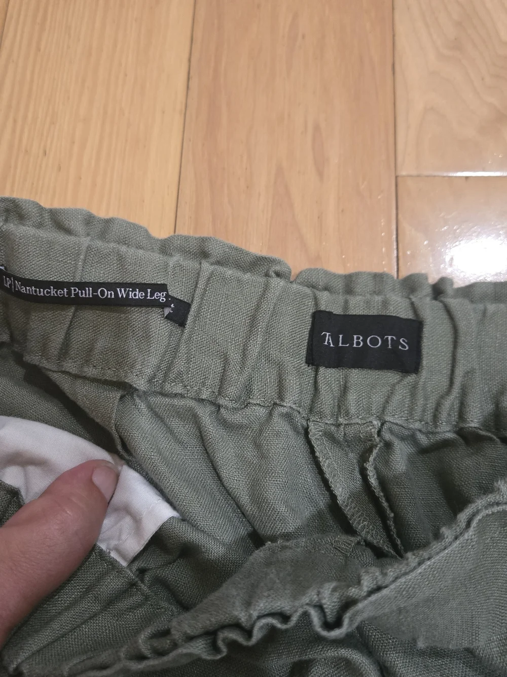 Talbots Sage Green 100% Linen Wide Leg Pants Petite Large